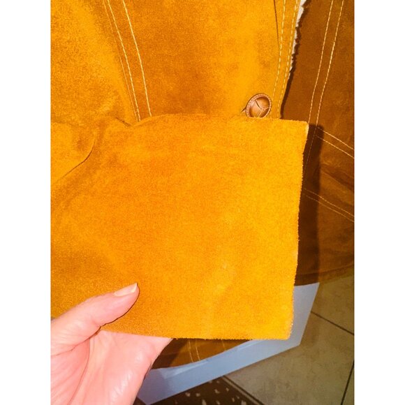 Vintage Grais Split Cowhide Marlboro Man Rancher Suede Sherpa Barn Jacket Coat 8 - Picture 4 of 10